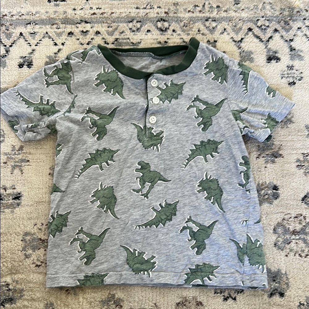Kids Dinosaur Print Shirt - Green & Gray